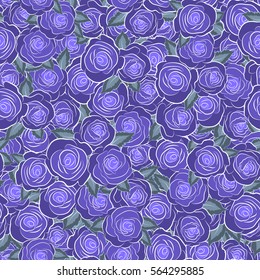 Watercolor flowers illustration in violet colors. Seamless pattern.