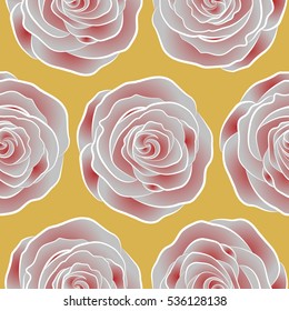 Watercolor flowers illustration in yellow, gray and red colors. Seamless pattern.
