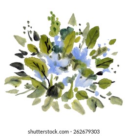 Watercolor  flowers isolated on a white background.  Vector illustration.