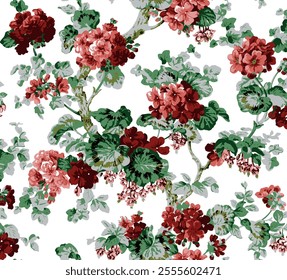 Watercolor flowers with leaves repeat pattern design Hand drawn vector illustration print design 