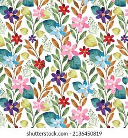 watercolor flowers pattern background vector