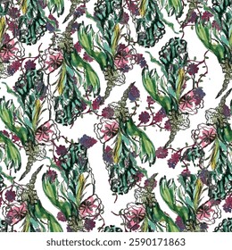 Watercolor flowers pattern design.Design for  textile, scarf, texture and fashion. 