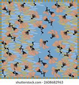 Watercolor flowers pattern design.Design for  textile, scarf, texture and fashion. 