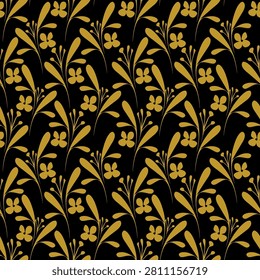 Watercolor flowers pattern, red tropical elements, green leaves, green background, seamless
