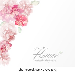 Watercolor flowers peonies with transparent elements. EPS10 format