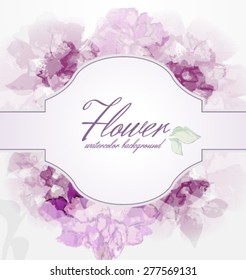 Watercolor flowers peonies with transparent elements. EPS10 format