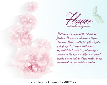 Watercolor flowers peonies with transparent elements.