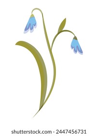 Watercolor flowers, plants in flat style. Minimalistic summer, spring illustration. Botanical element in art. Foliage of abstract forms. Wild flower. EPS10