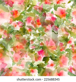 Watercolor flowers seamless background. Vector