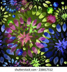 watercolor flowers seamless background . Vector 