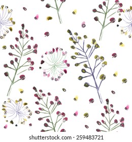 Watercolor flowers seamless background. Vector