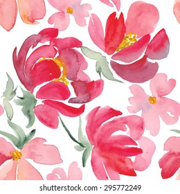 watercolor flowers seamless pattern. hand drawn vector illustration for your design