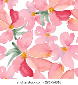 watercolor flowers seamless pattern. hand drawn vector illustration for your design