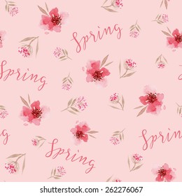 Watercolor flowers seamless pattern. Suitable for packaging and wrapping paper. Handmade.