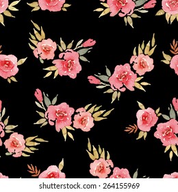 Watercolor flowers. Seamless pattern. Vector. Illustration. Gentle