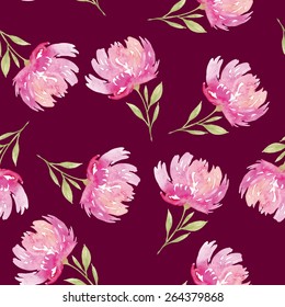 Watercolor flowers. Seamless pattern. Vector. Illustration. Gentle