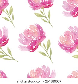 Watercolor flowers. Seamless pattern. Vector. Illustration. Gentle