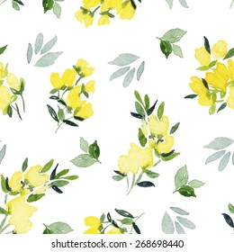 Flores acuarelas. Patrón sin problemas. Vector. Ilustración. Gentil