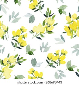 Flores acuarelas.Patrón sin problemas. Vector. Ilustración. Gentil