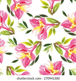 Watercolor flowers. Seamless pattern. Vector. Illustration. Gentle