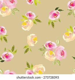 Watercolor flowers. Seamless pattern. Vector. Illustration. Gentle