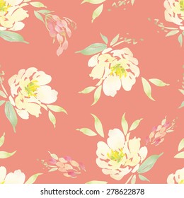 Watercolor flowers. Seamless pattern. Vector. Illustration. Gentle