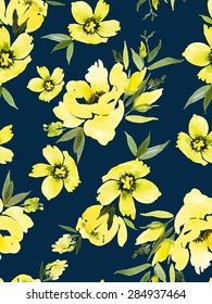 Watercolor flowers. Seamless pattern. Vector. Illustration. Gentle