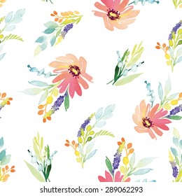Watercolor flowers. Seamless pattern. Vector. Illustration. Gentle