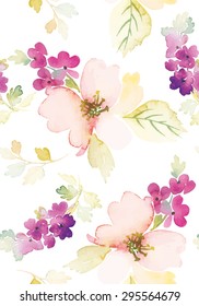  Flores acuarelas. Patrón sin problemas. Vector. Ilustración. Gentil