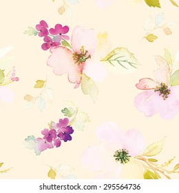 Watercolor flowers. Seamless pattern. Vector. Illustration. Gentle