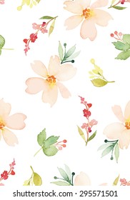 Watercolor flowers. Seamless pattern. Vector. Illustration. Gentle