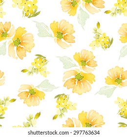 Watercolor flowers. Seamless pattern. Vector. Illustration. Gentle