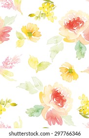 Watercolor flowers. Seamless pattern. Vector. Illustration. Gentle