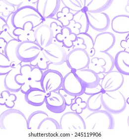 watercolor flowers seamless vector pattern