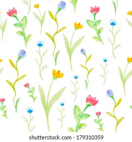 watercolor flowers  spring seamless pattern