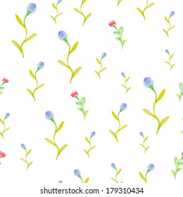 watercolor flowers  spring seamless pattern