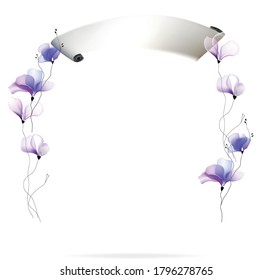Watercolor flowers template frame vignette invitation illustration