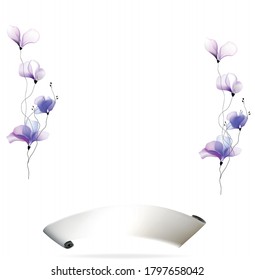 Watercolor flowers template frame vignette invitation illustration