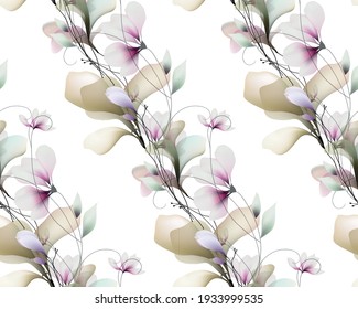 Watercolor flowers template frame vignette invitation illustration seamless texture. vector
