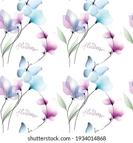 Watercolor flowers template frame vignette invitation illustration seamless texture vector 