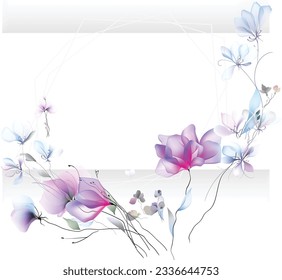 Watercolor flowers template invitation  illustrations Flowers background illustration art watercolor print art Vector