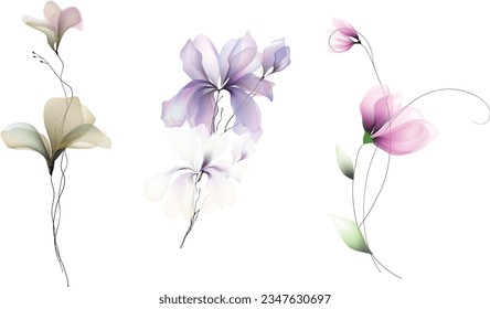 Watercolor flowers template invitation  illustrations Flowers background illustration art watercolor print art Vector