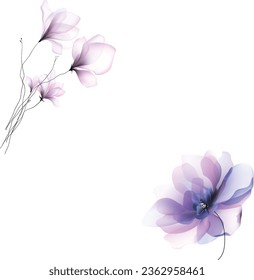 Watercolor flowers template invitation illustrations Flowers background illustration art watercolor print art Vector