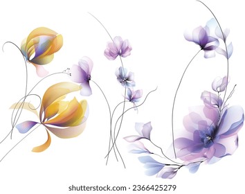 Watercolor flowers template invitation illustrations Flowers background illustration art watercolor print art Vector