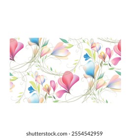 Watercolor flowers template invitation vector seamless