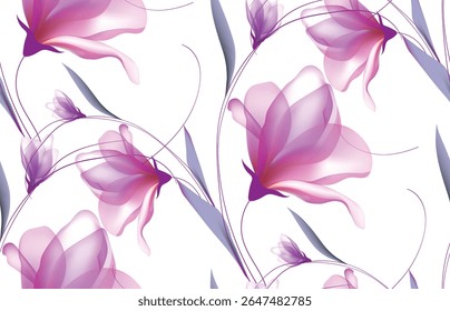 Watercolor flowers template invitation vector illustrations seamless