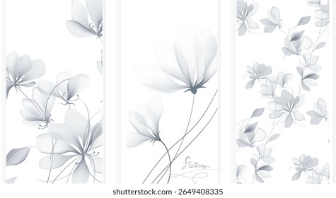 Watercolor flowers template invitation vector illustrations seamless