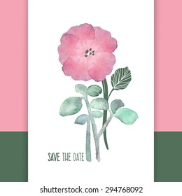 Watercolor flowers vector card