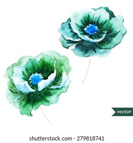 watercolor flowers vector element