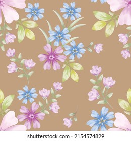 Watercolor flowers vector seamless pattern. This pattern can be used for fabric textile wallpaper.